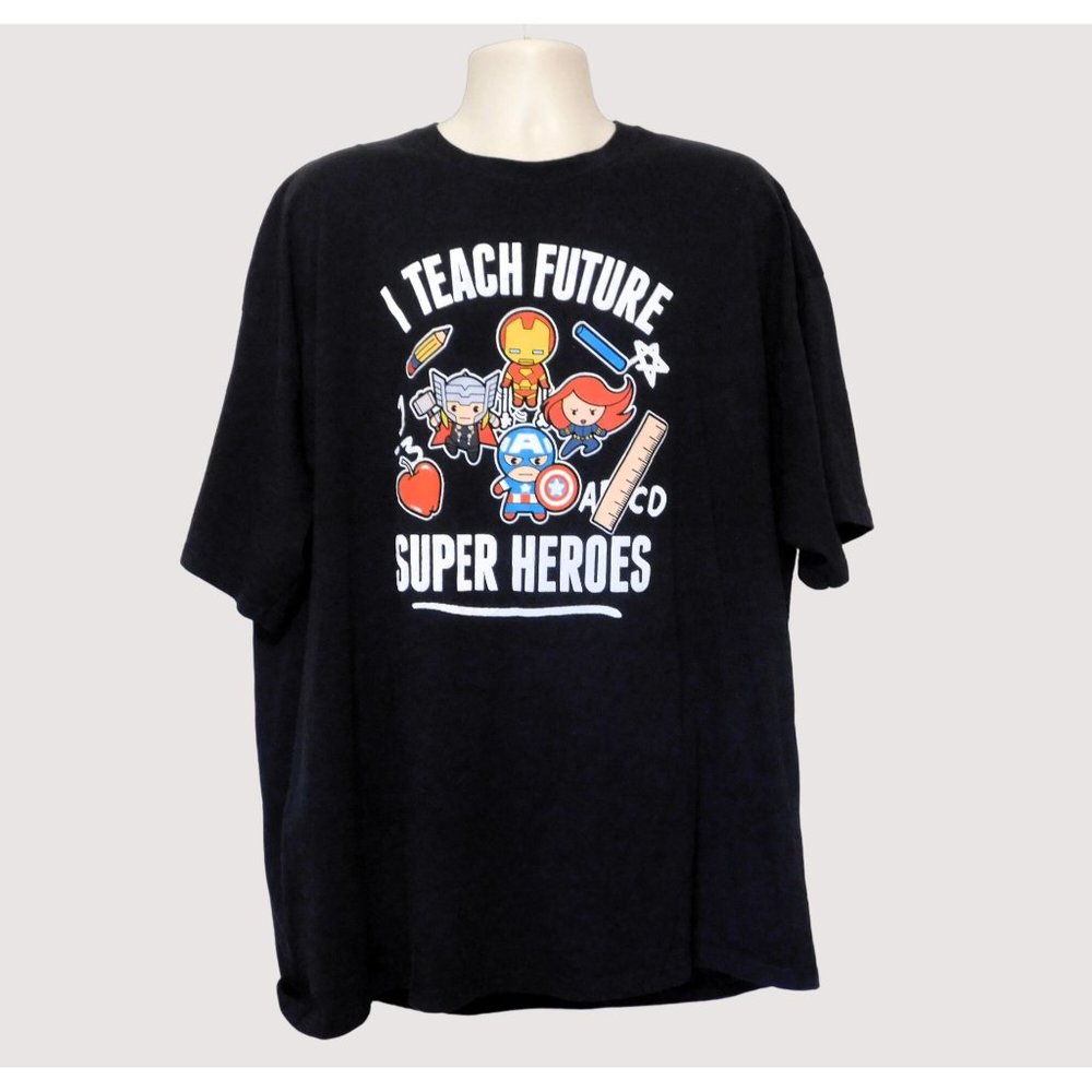 Marvel I Teach Future Super Heroes Tee Shirt 4XL Black Short Sleeve Cotton